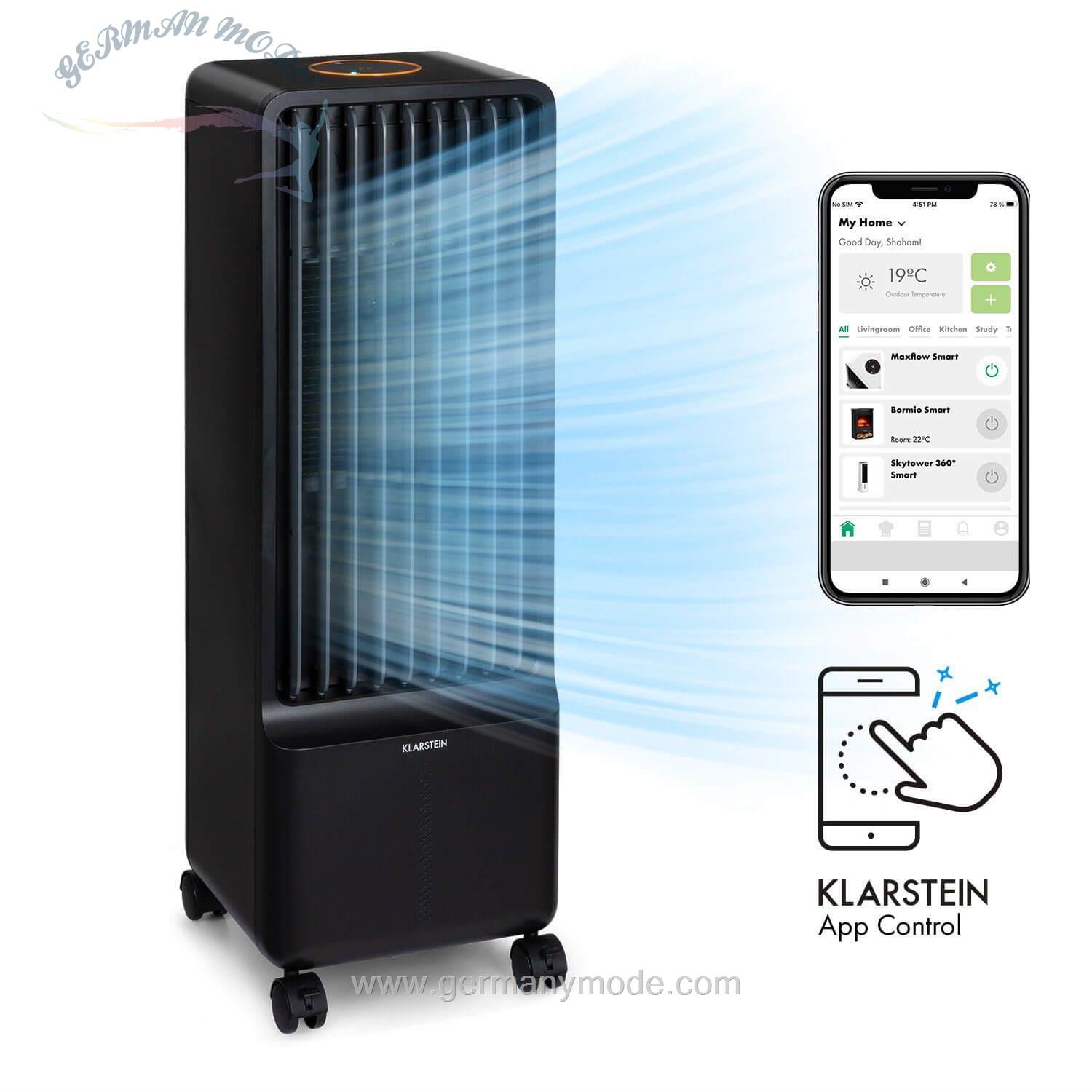 فن خنک کننده رطوبت ساز و تصفیه هوا کلارشتاین آلمان Klarstein Ventilatorkombigerät Maxflow Smart 3/in-1 Luftkühler