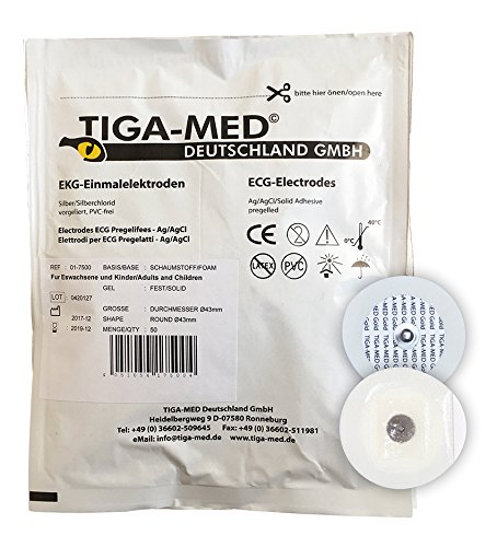 خرید از آمازون - الکترودهای ECG با ژل جامد/ژل جامد 43 میلی متر 100 عدد الکترود یکبار مصرف الکترود چسب یکبار مصرف نوع: تیگا-مد کیفیت حرفه ای!