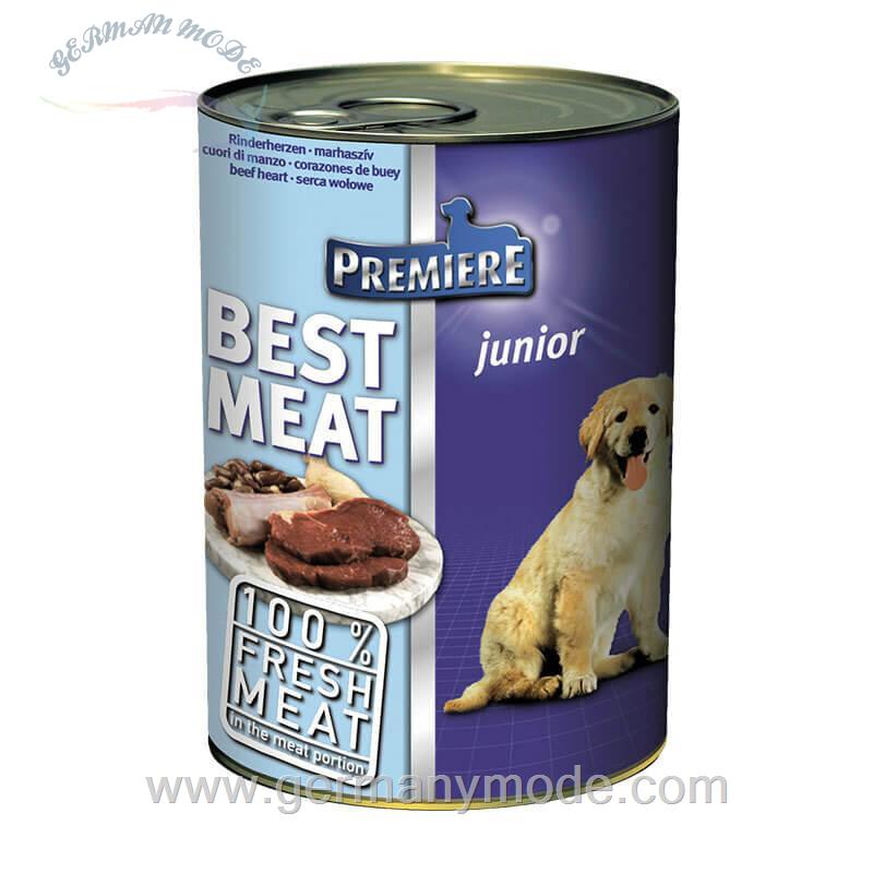 غذا مرطوب توله سگ و سگ های جوان پریمیر آلمان PREMIERE Best Meat Junior 6x800g Rinderherzen