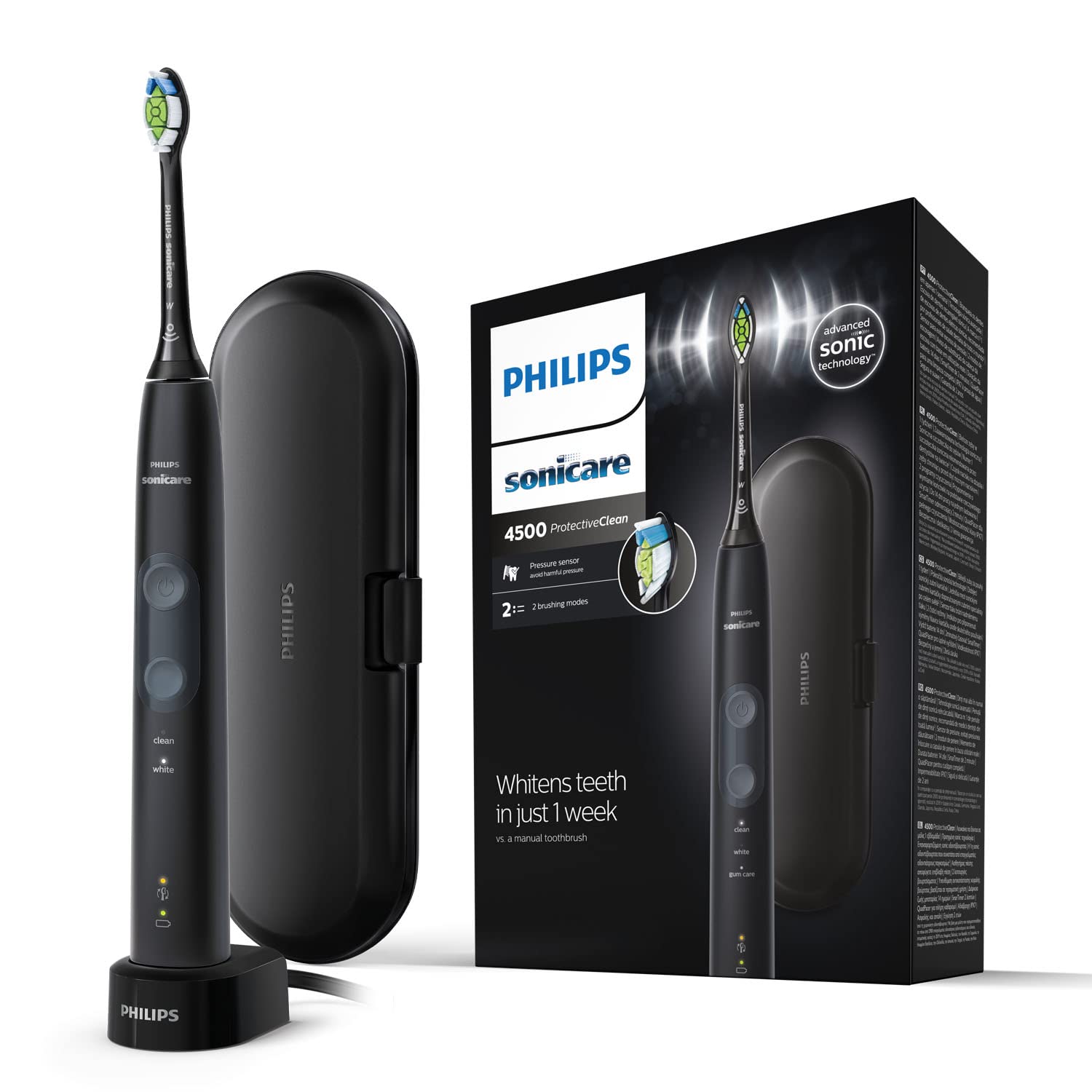 خرید از آمازون - Philips Sonicare ProtectiveClean 4500 Elektrische Schallzahnbürste (Modell HX6830/53) Schwarz