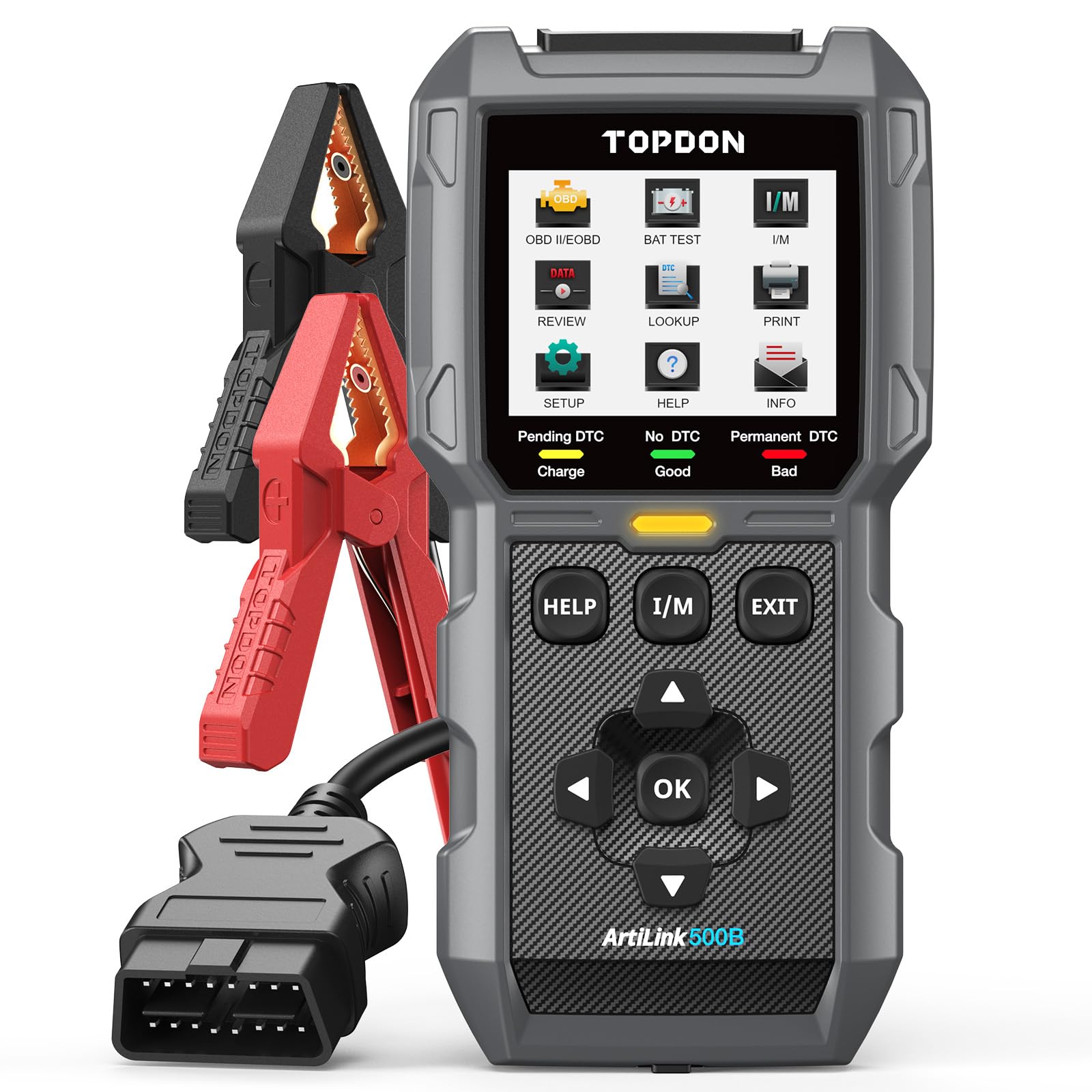 خرید از آمازون - دستگاه عیب یابی TOPDON ArtiLink500B OBD2 تستر ماشین و باتری 2 در 1، کد خوان جهانی خطای خودرو با عملکردهای OBD2 کامل، اجرای تست باتری، تست شروع، تست شارژ