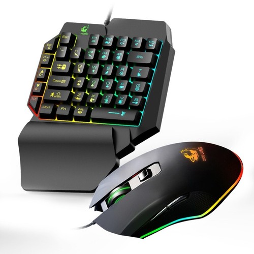 خرید از ایبی - ست کیبورد و موس یک دست بازی مکانیکی، راحت با نور RGB، PC/PS5