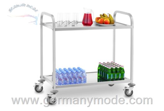 ترولی رستورانی حمل غذا 2 طبقه رویال کترینگ آلمان Royal Catering Servierwagen Edelstahl 2 Borde bis 160kg 2 Bremsen (RCSW 3E)