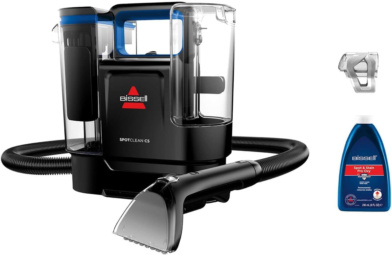 فرش شوی مبل شوی بیسل آمریکا BISSELL SpotClean C5، پاک کننده اثاثه یا لوازم داخلی، موکت شوی با سیستم عملکرد سه گانه، جاروبرقی سبک وزن، جاروبرقی مرطوب برای فرش، اثاثه یا لوازم داخلی، ماشین و غیره، موتور قدرتمند 400W، 3861N