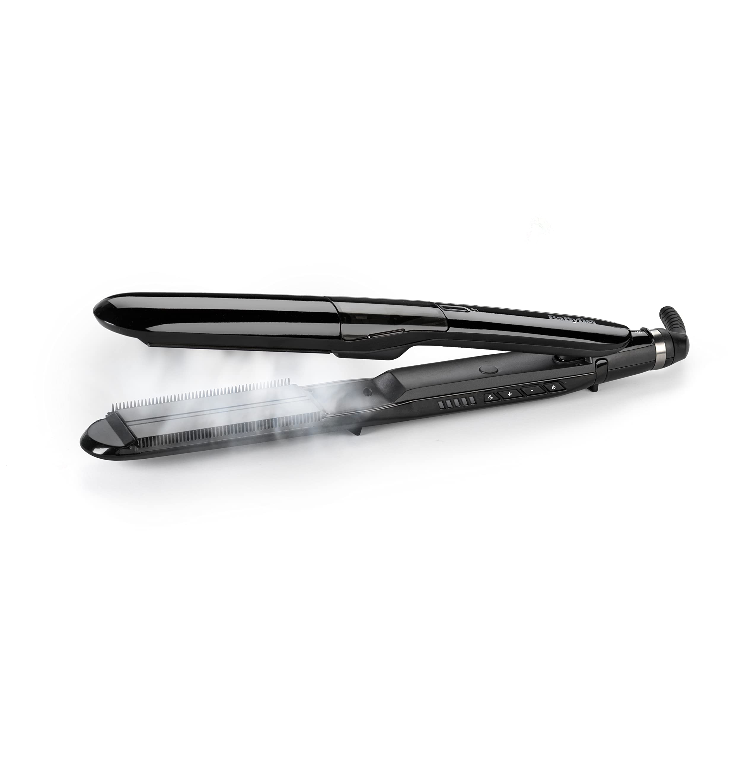 اتو مو برقی بابیلیس فرانسه - BaByliss Steam Straight صاف کننده بخار مخصوص موهای فوق العاده صاف با 5 تنظیم دما ST492E 1 عدد (بسته 1 عددی) ST492E مشکی