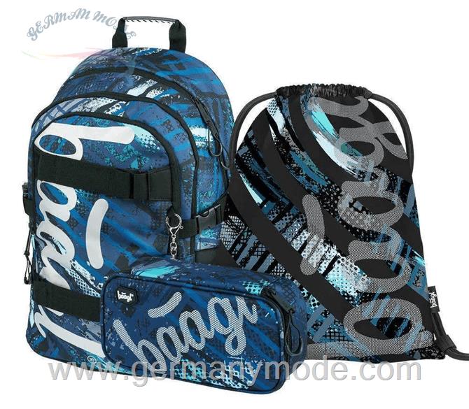 ست 3 تایی کوله پشتی مدرسه کوله ورزشی جامدادی پسرانه بگل Baagl Skate Structures Rucksack Set 3tlg Rucksack Federmäppchen Turnbeutel