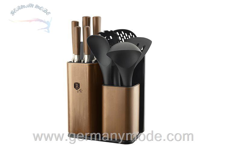 ست چاقو آشپزخانه 12 پارچه با تخته برش کفیر ملاقه برلینگر هاوس مجارستان BERLINGER HAUS 12-PIECE KNIFE SET WITH CUTTING BOARDBH/2446