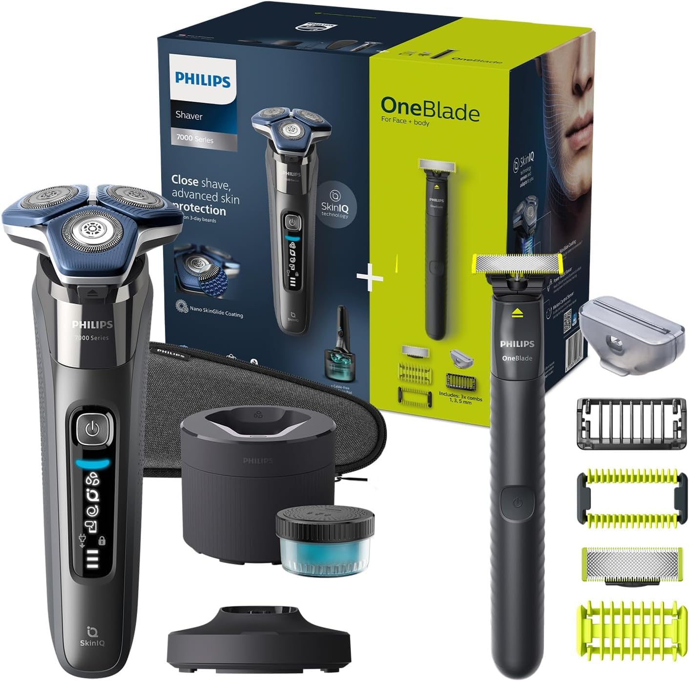 ریش‌ تراش فیلیپس هلند Philips Shaver S7000 S7887/78 خشک و تر با فناوری SkinIQ جایگاه تمیزکننده