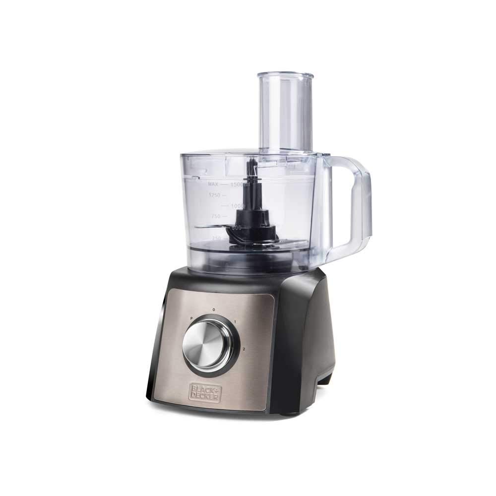 غذا ساز بلک اند دکر آمریکا BLACK+DECKER BXFPA1200E - غذاساز، 1200 وات، ظرف 1.5 لیتری، 2 تنظیم سرعت/عملکرد توربو، 8 لوازم جانبی، ضد اثر انگشت، تیغه ها و دیسک های فولادی ضد زنگ، بدون BPA