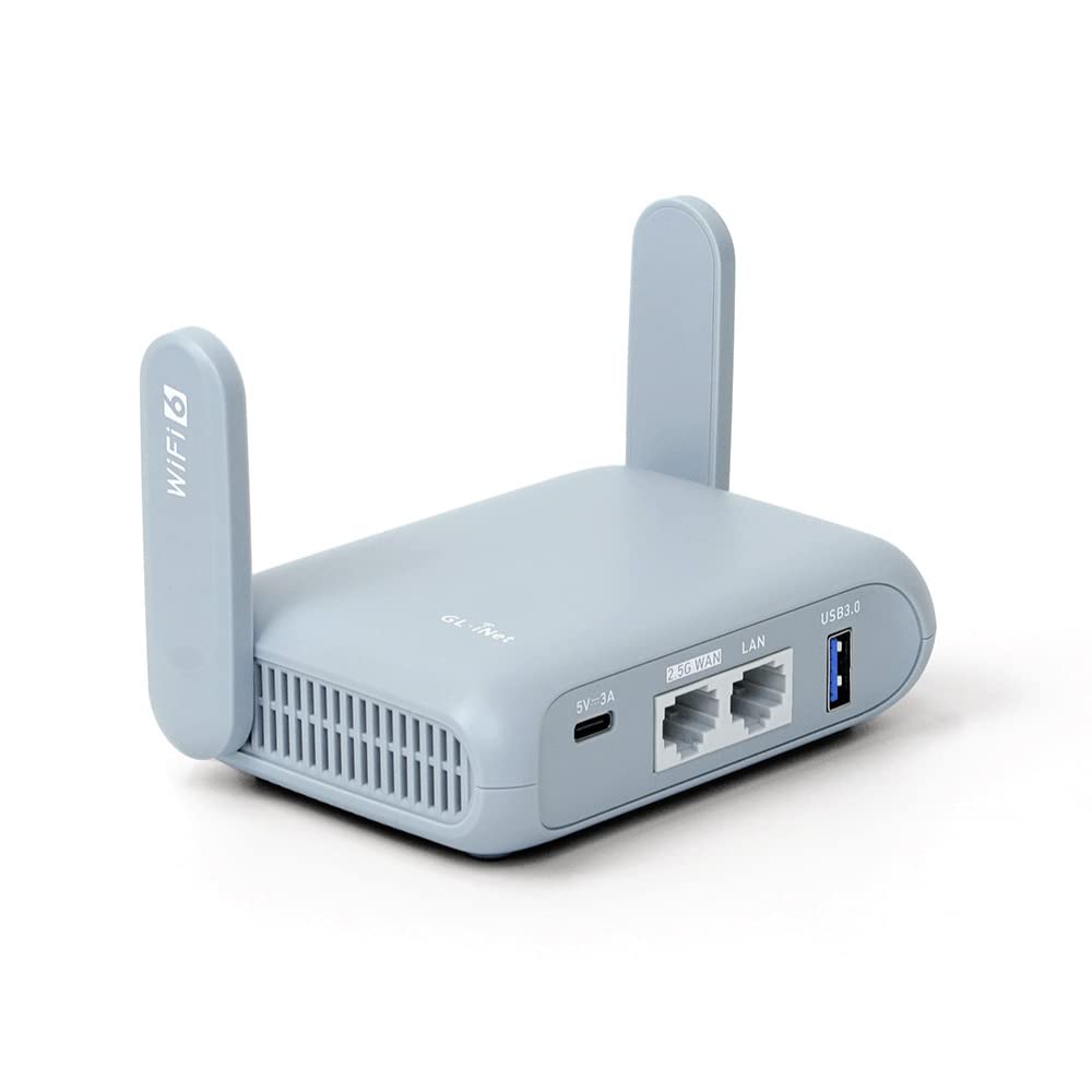 خرید از آمازون - روتر WiFi 6 گیگابیتی کوچک GL.iNet GL.iNet GL-MT3000 (Beryl AX) برای خانه و مسافرت، دو باند، تکرارکننده، توسعه دهنده، سرعت تا 3000 مگابیت بر ثانیه، آبشار VPN / IPV6 / WPA3، پورت 1 WAN 2.5G