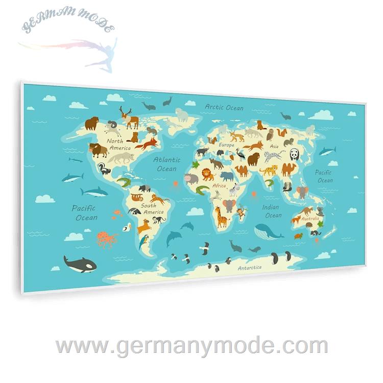 بخاری مادون قرمز هوشمند کلارشتاین آلمان Klarstein Wonderwall Air Art Smart Infrarotheizung Karte mit Tieren weiber Rahmen120 x 60 cm