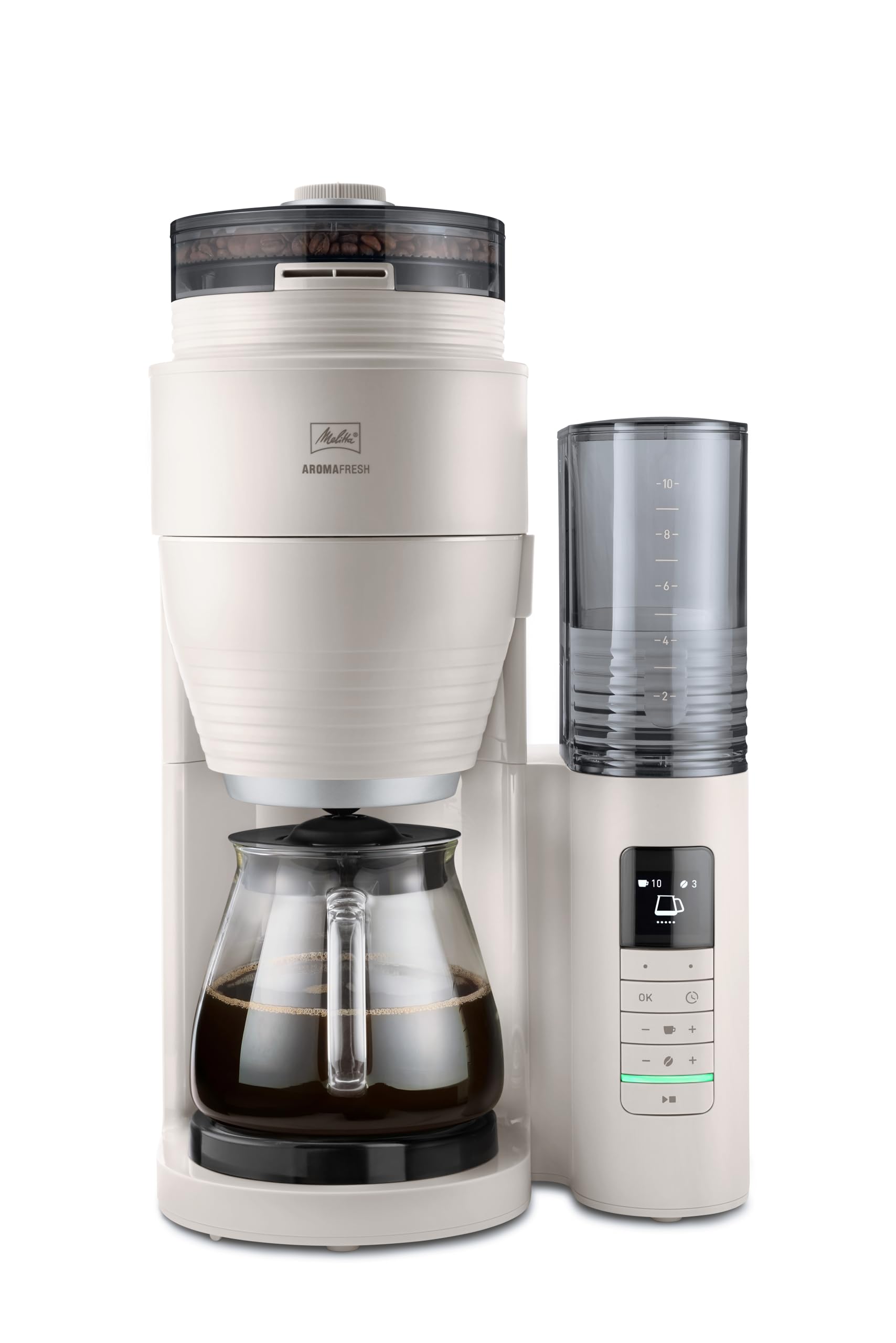 دستگاه قهوه ساز با آسیاب ملیتا آلمان Melitta AromaFresh Pro X فیلتردار با قوری شیشه‌ای و مخزن آب قابل جدا شدن، برای حداکثر 10 فنجان قهوه