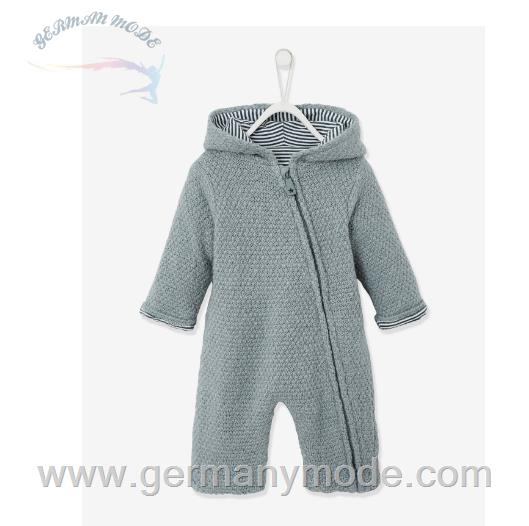 لباس سرهمی زیپ دار نوزاد ورت فرانسه Vertbaudet Gefütterter Strickoverall für Neugeborene - hellblau