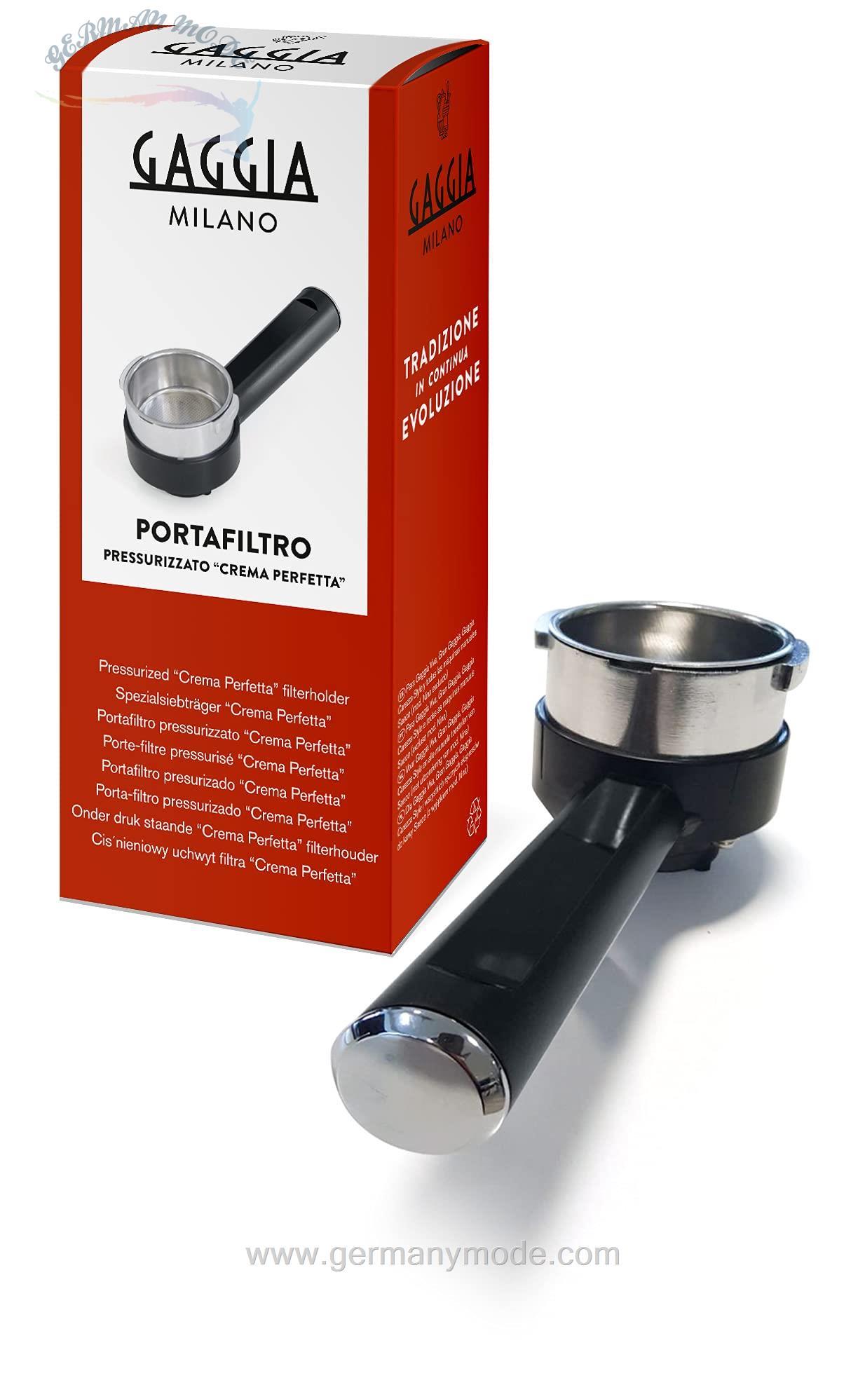 دسته گروپ پورتا فیلتر اسپرسو ساز گاگیا ایتالیا Gaggia 421941312091 Kit Portafiltro pressurizzato con G نگهدارنده فیلتر فشار اصلی Crema Perfetta با آرم G، رنگ: مشکی، پلاستیک استیل