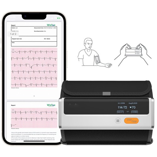 خرید از ایبی - مانیتور فشار خون با عملکرد ECG، برنامه کنترل فشار خون بالای بازو بلوتوث