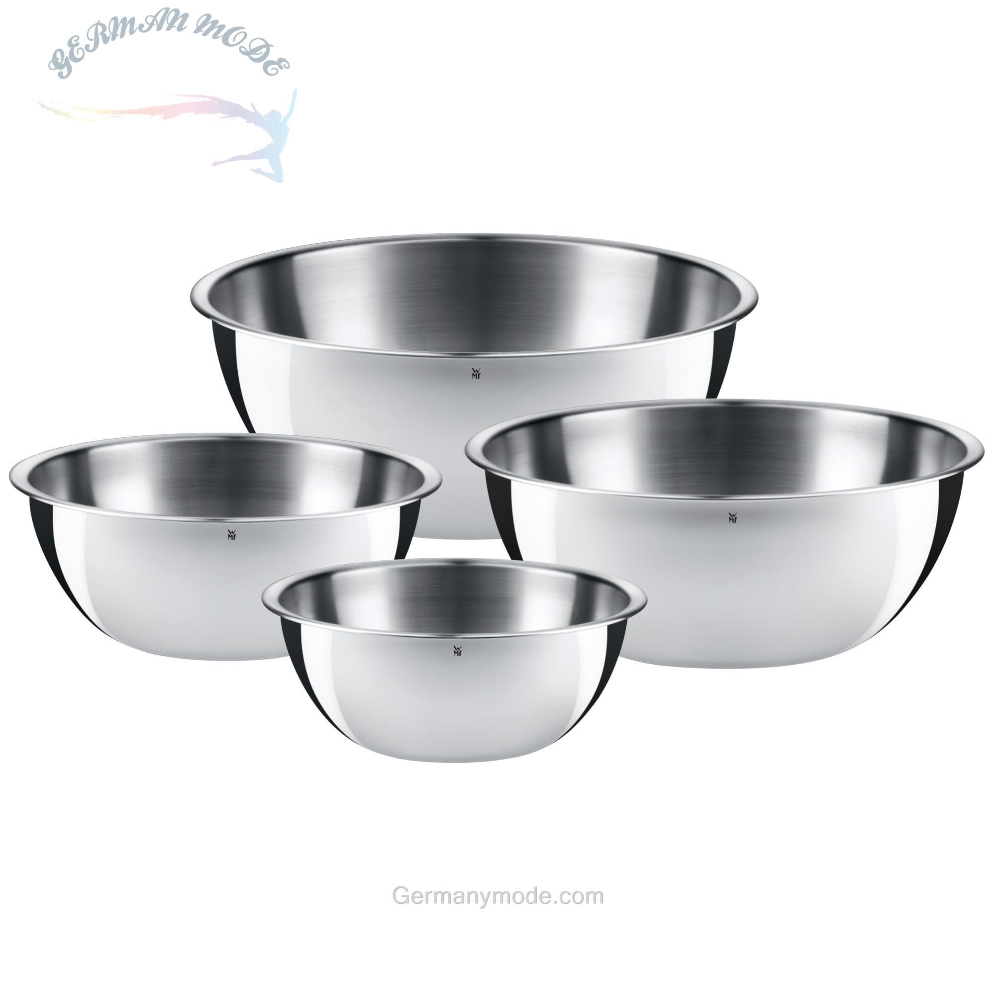 سرویس کاسه استیل وی ام اف WMF Gourmet، کاسه‌های استیل ضد زنگ 4 تکه برای آشپزخانه 1.0 لیتر - 3.5 لیتر، کاسه مخلوط کن، کاسه سالاد، کاسه سرو، قابل چیدن روی هم