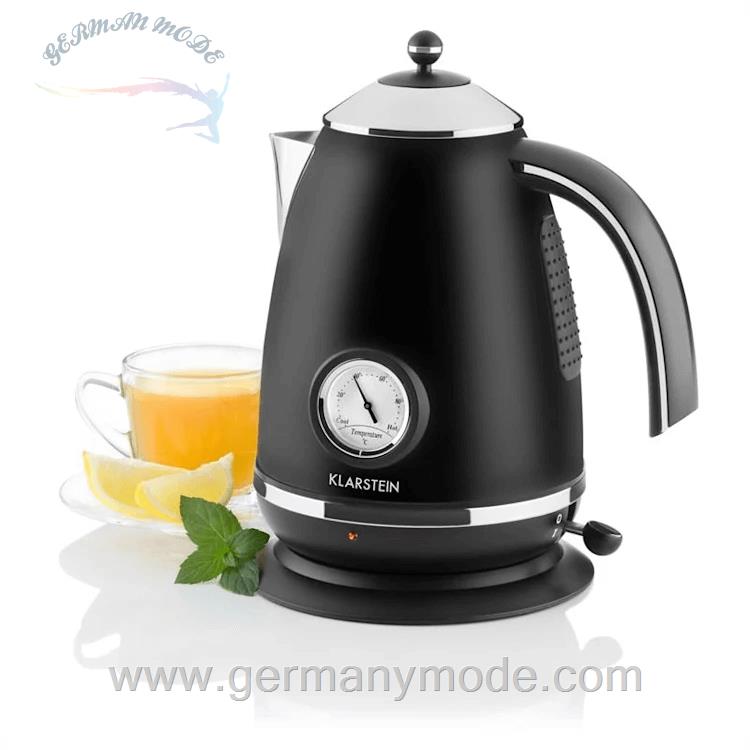 کتری برقی 1.7 لیتری کلارشتاین آلمان Klarstein Aquavita Chalet Wasserkocher 2200 watt 1,7 Ltr Schwarz