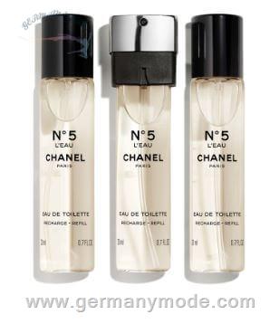 ست عطر ادو تویلت زنانه 3 تایی 20 میل N05 لئو شنل فرانسه CHANEL N05 LEAU EAU DE TOILET SPRAY 3 20ml refill