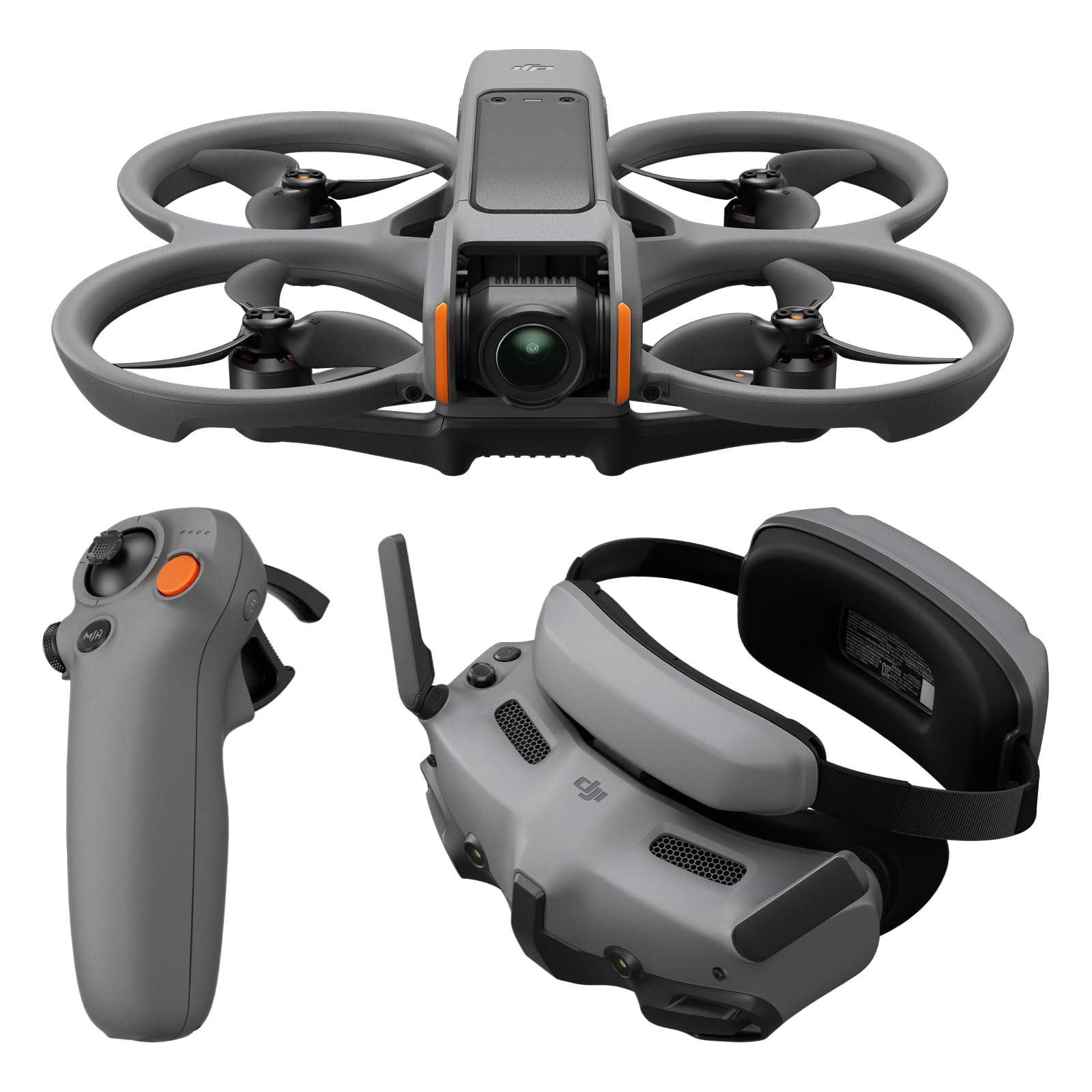 DJI Avata 2 Fly More Combo (1 باتری)، پهپاد FPV با دوربین 4K، دارای محافظ پروانه، قابلیت چرخش/چرخش با لمس یک دکمه، شامل Goggles 3 و RC Motion 3، پهپاد دوربین‌دار POV Fly More Combo (1 باتری) استاندارد