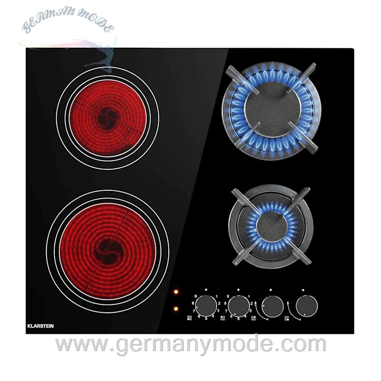 اجاق برقی و اجاق گاز 4 شعله کلارشتاین آلمان Klarstein MultiChef 4 Kombi-Gaskochfeld
