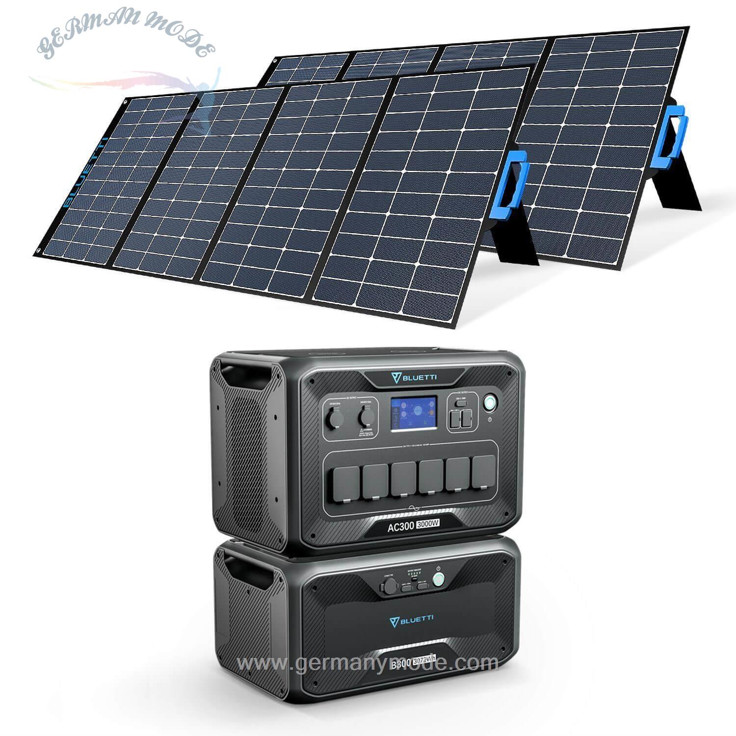 ژنراتور برق خورشیدی با پنل قابل حمل بلوتی BLUETTI Stromerzeuger -BLUETTI AC300-B300 Stromerzeuger Combo