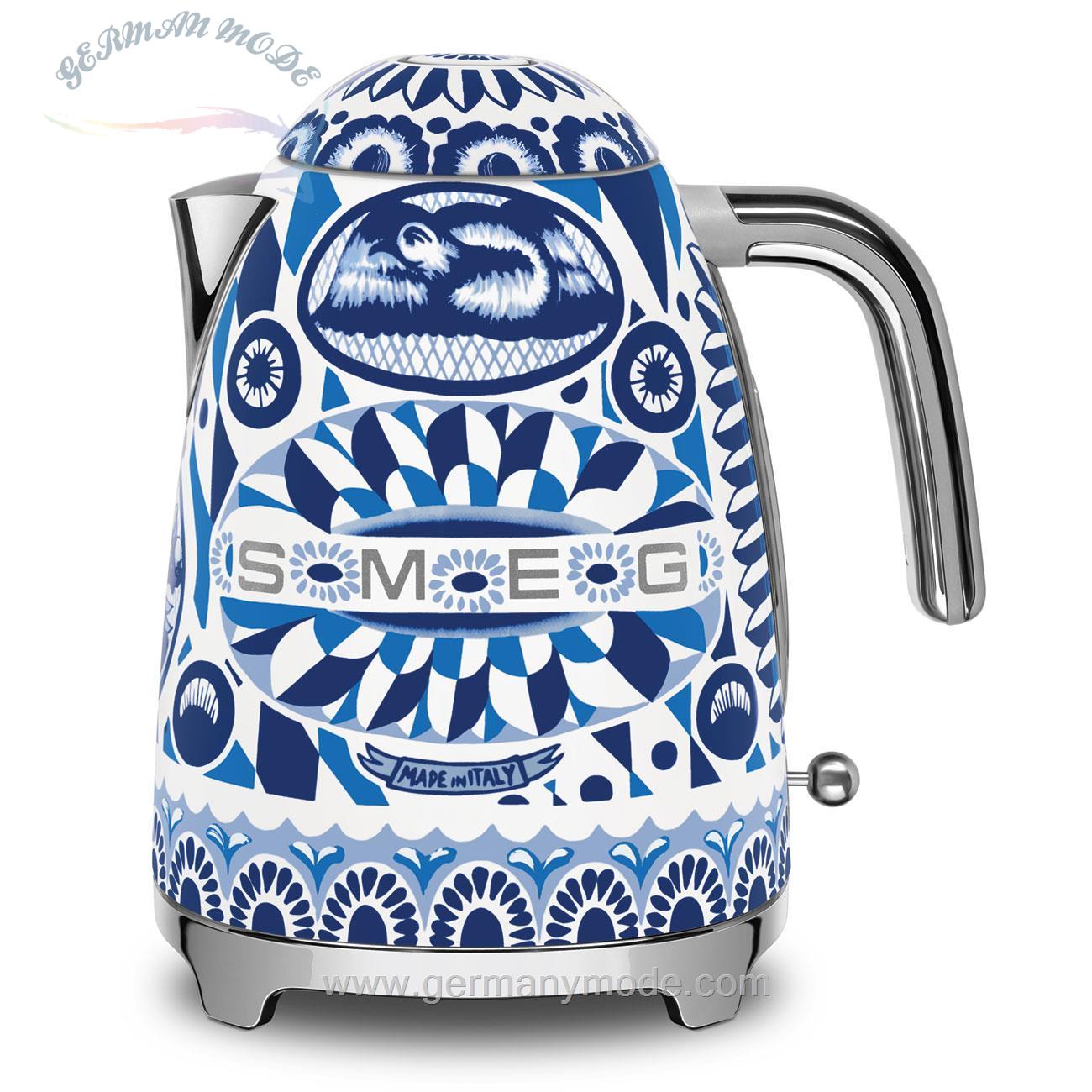 کتری برقی اسمگ طراحی دولچه گابانا ایتالیا smeg Bollitore elettrico Blu Mediterraneo Estetica 50's Style KLF03DGBEU