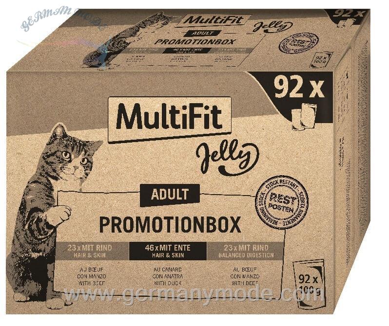 غذا مرطوب گربه بزرگسالان مولتی فیت آلمان MultiFit Adult Promotionbox Jelly Big Pack 92x100g