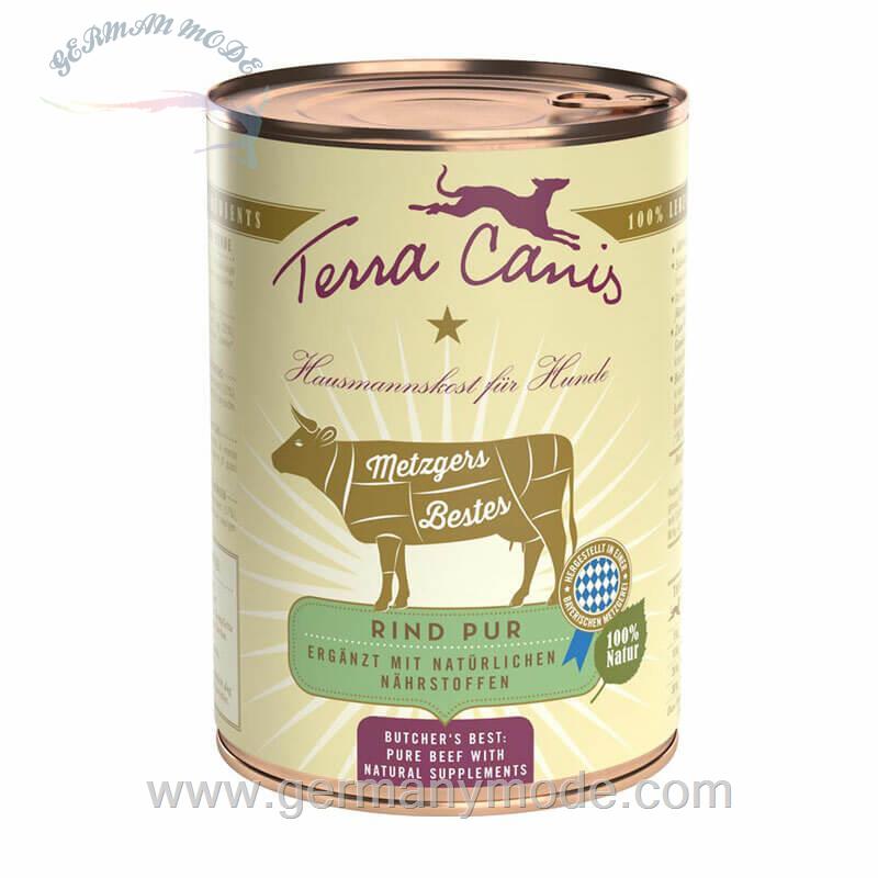 غذا مرطوب سگ از گوشت گاو - مرغ و بوقلمون تراکینس آلمان Terra Canis Fleisch PUR 6x400g Rind Pur
