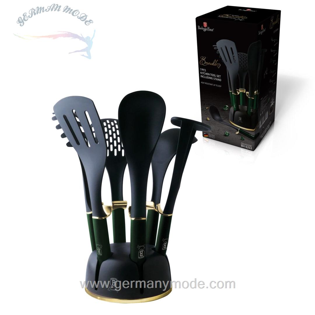 ست کفگیر ملاقه 7 پارچه برلینگر هاوس مجارستان Berlinger Haus Kitchen Utensils with Stand BH/6243 Emerald Collection