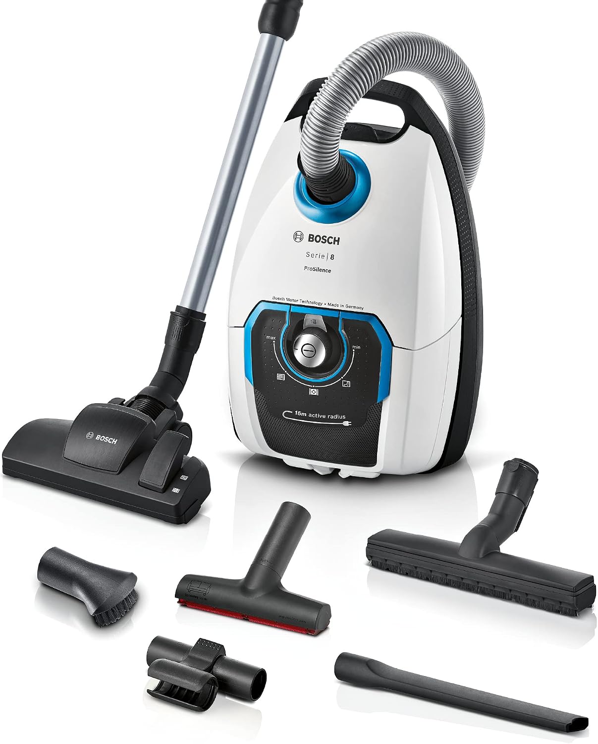جارو برقی کیسه ای بوش آلمان Bosch BGB75XSIL، ایده آل برای مبتلایان به آلرژی، فیلتر بهداشتی، 10 سال گارانتی موتور، نازل کف سخت، کابل بلند، ساخت آلمان، 650 وات