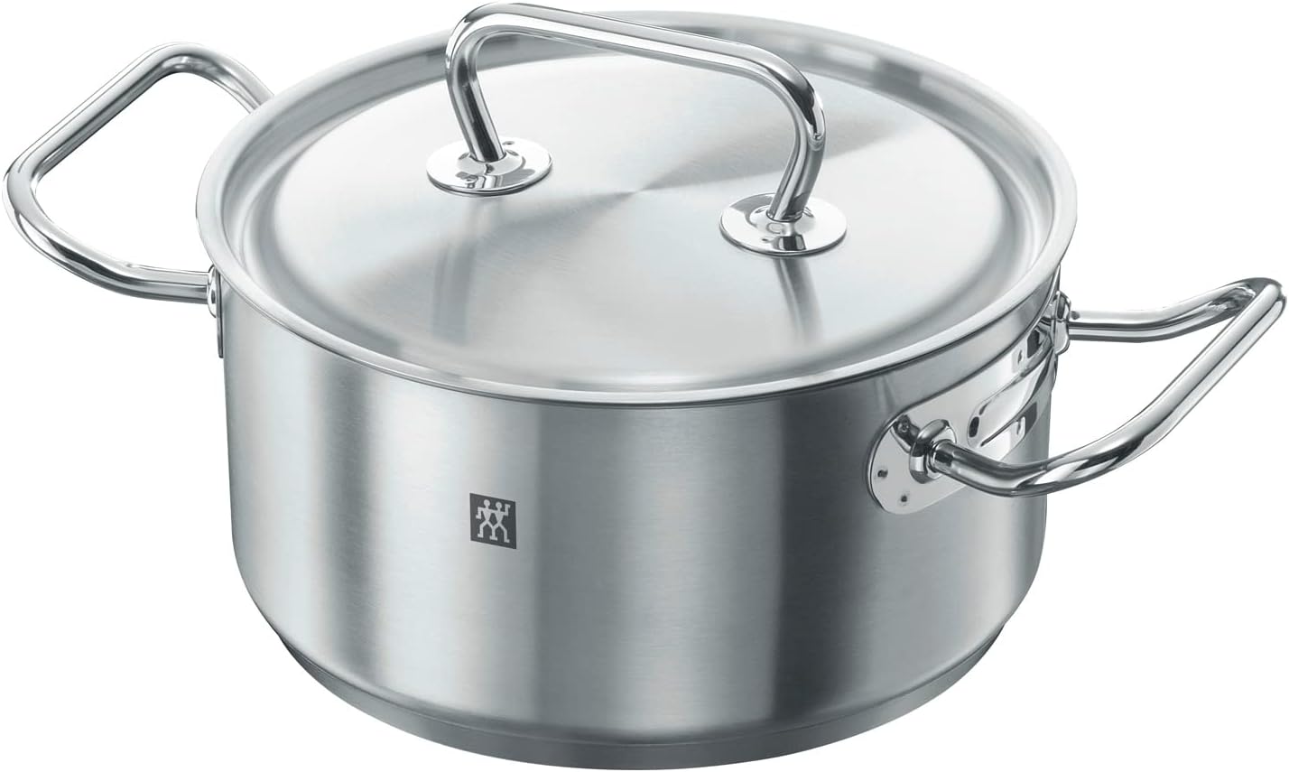 قابلمه 20 سانت زولینگ ZWILLING Twin درب دار 20 سانتی متری 3 لیتری مناسب اجاق های القایی فولاد ضد زنگ