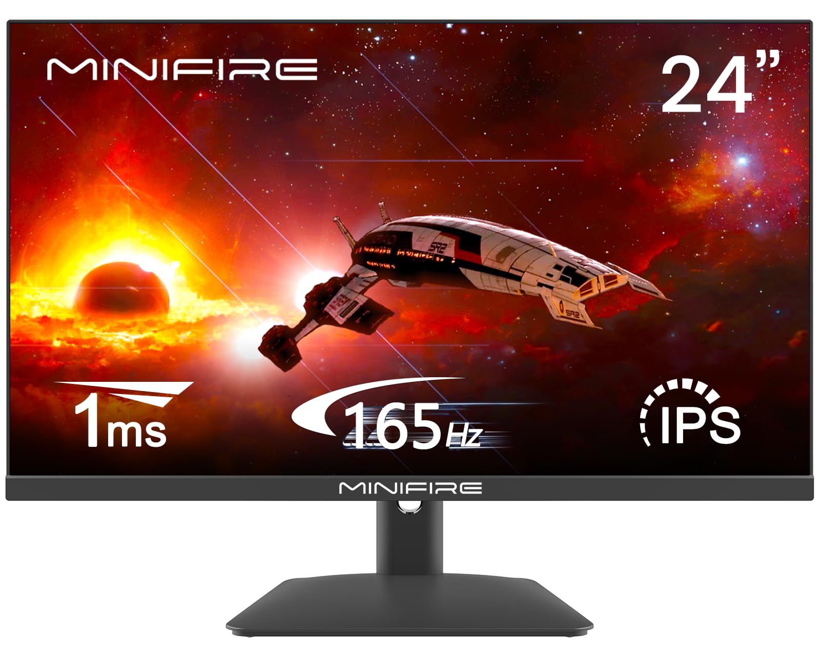 خرید از آمازون - صفحه‌نمایش بازی رایانه‌ای Minifire 24 اینچی، 165 هرتز، 1 میلی‌ثانیه، FreeSync، مانیتور IPS PC، FHD 1080P، 2xHDMI/1xDP پورت، BluelightShield، قاب فوق‌العاده نازک، شیب قابل تنظیم (کابل HDMI MFG24X5 گنجانده شده است)