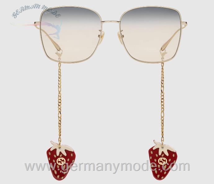 عینک آفتابی زنانه گوچی ایتالیا GUCCI Sonnenbrille mit tief sitzendem Nasensteg ‎681141 I3330 8045