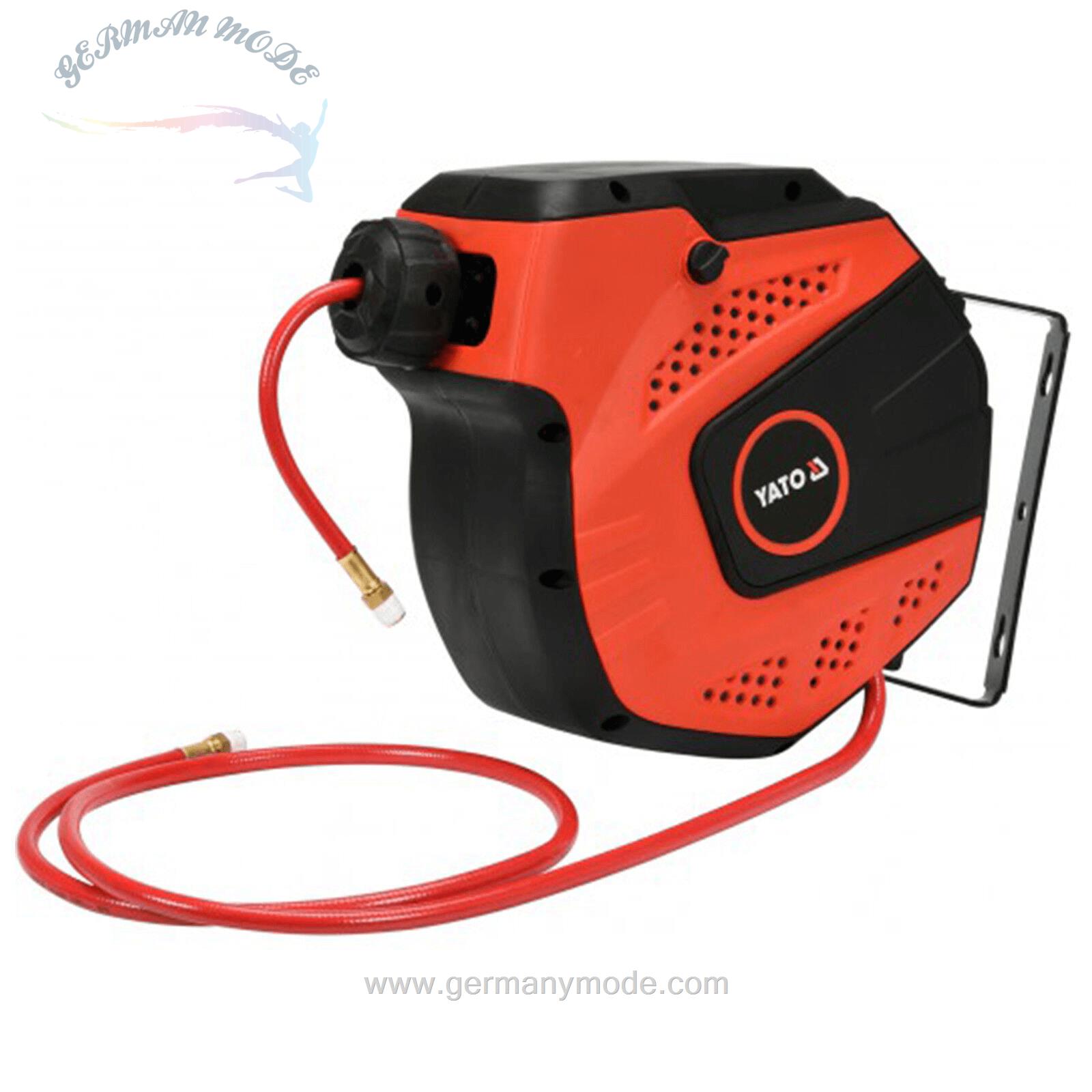 قرقره شیلنگ جمع کن اتوماتیک و شیلنگ 20 متری یاتو YATO Profi Druckluft-Automatik-Schlauchtrommel 20m 8mm YT-24244