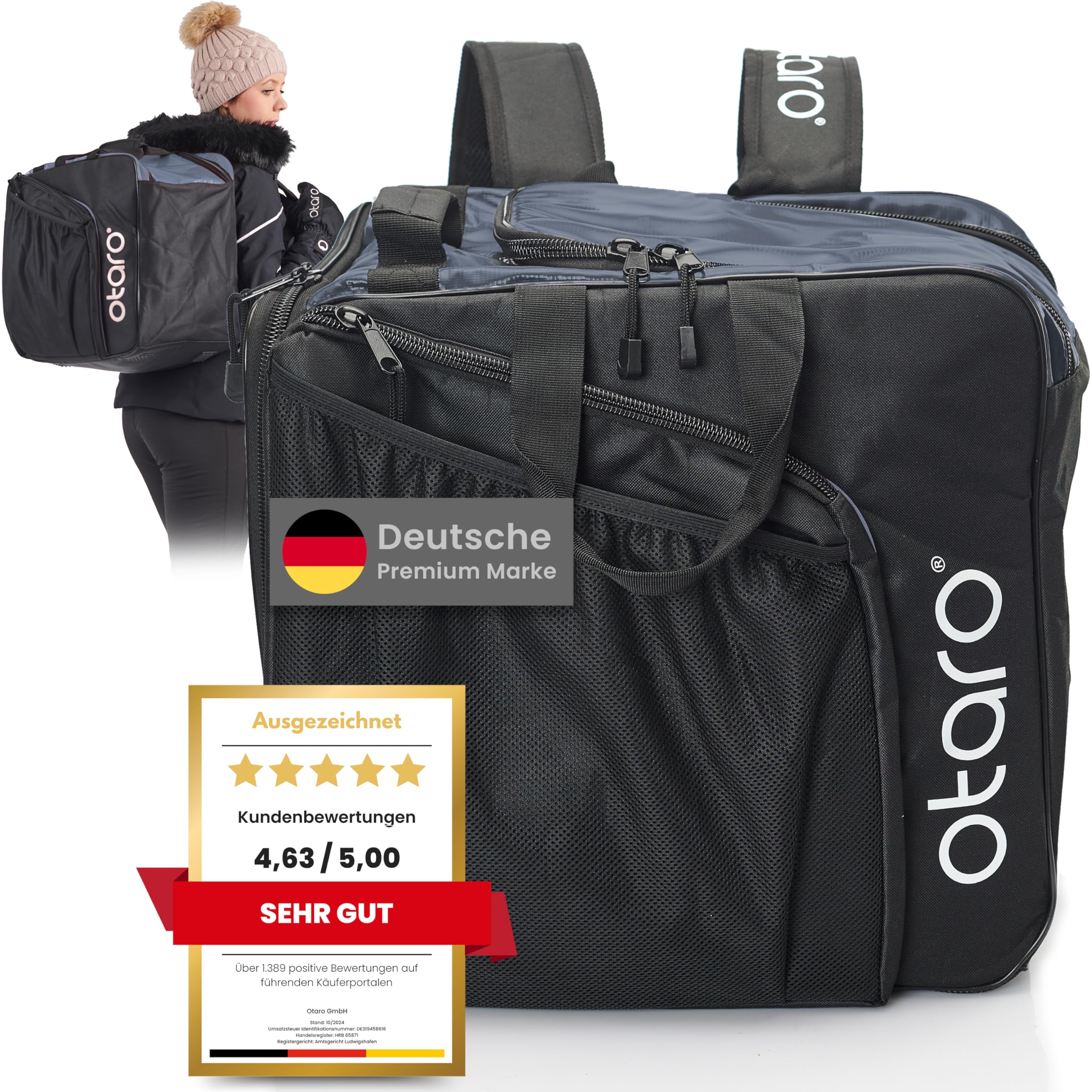 کیف چکمه اسکی Otaro با محفظه کلاه ایمنی (بیش از 35000 مشتری راضی) کیف اسکی ممتاز برای چکمه های اسکی | همچنین به عنوان کیسه اسکیت روی یخ یا کیف داخلی کیف اسکی، ست کیف اسکی، کیسه چکمه اسکی Pro (57L) خاکستری
