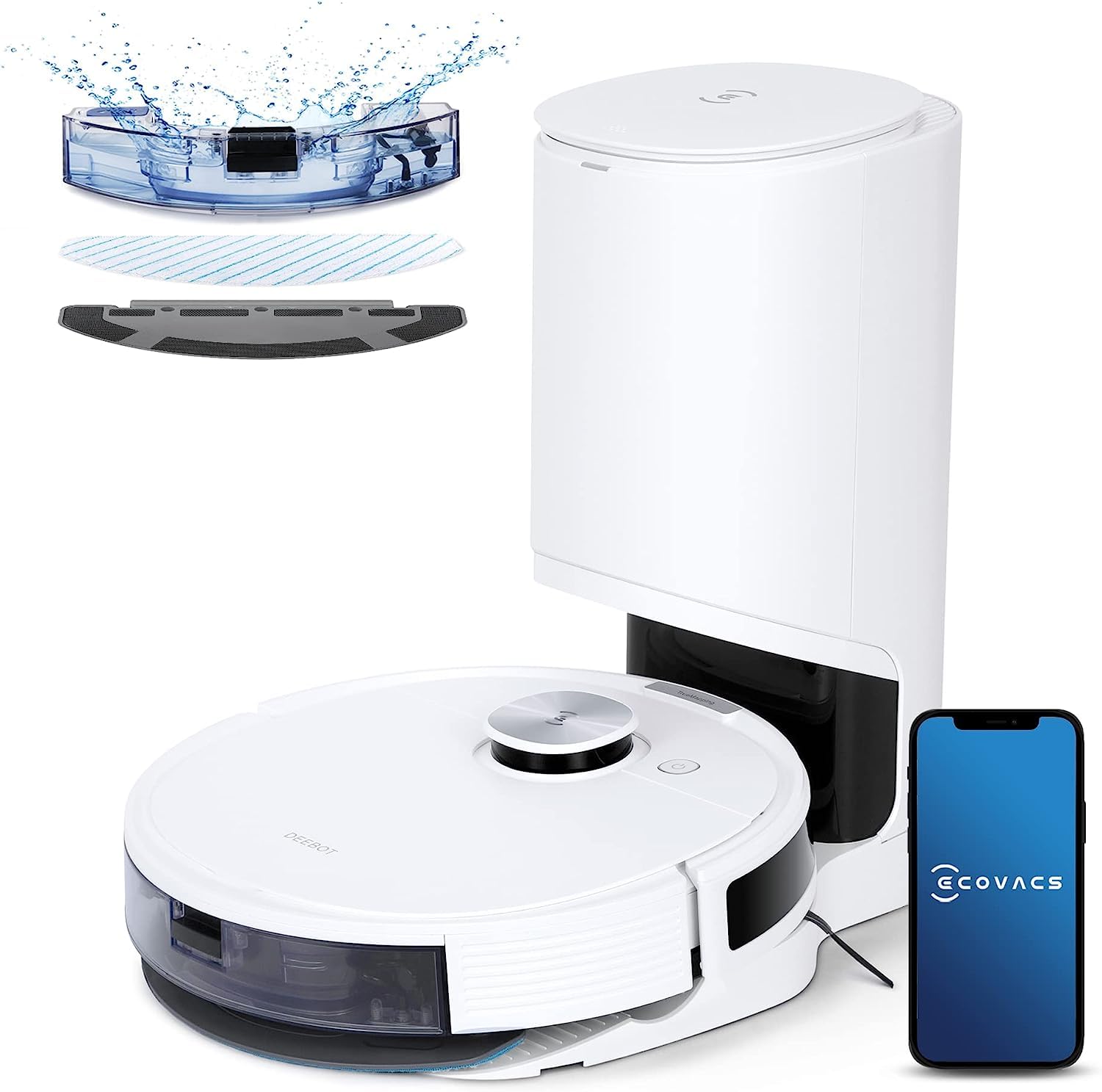 خرید از آمازون - ربات جاروبرقی ECOVACS DEEBOT N10 PLUS با موپ 4300Pa، ایستگاه مکش خودکار، تا 300 دقیقه در 400 متر مربع، ناوبری لیزری TrueMapping 2.0 dToF، تشخیص فرش، تمیز کردن فردی بر اساس مناطق
