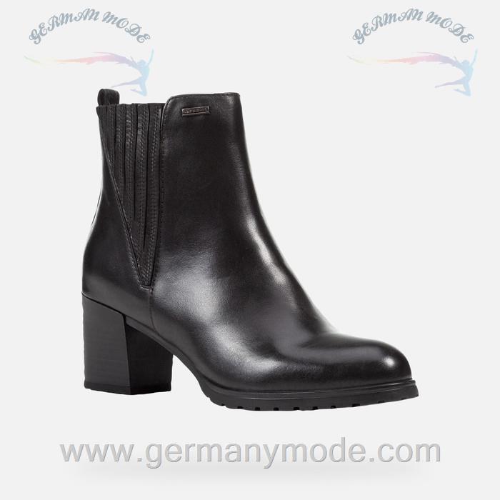 نیم بوت ضد آب زنانه جی اوکس ایتالیا GEOX STIEFELETTEN MIT MITTELHOHEM ABSATZ New Lise Abx Dame Schwarz