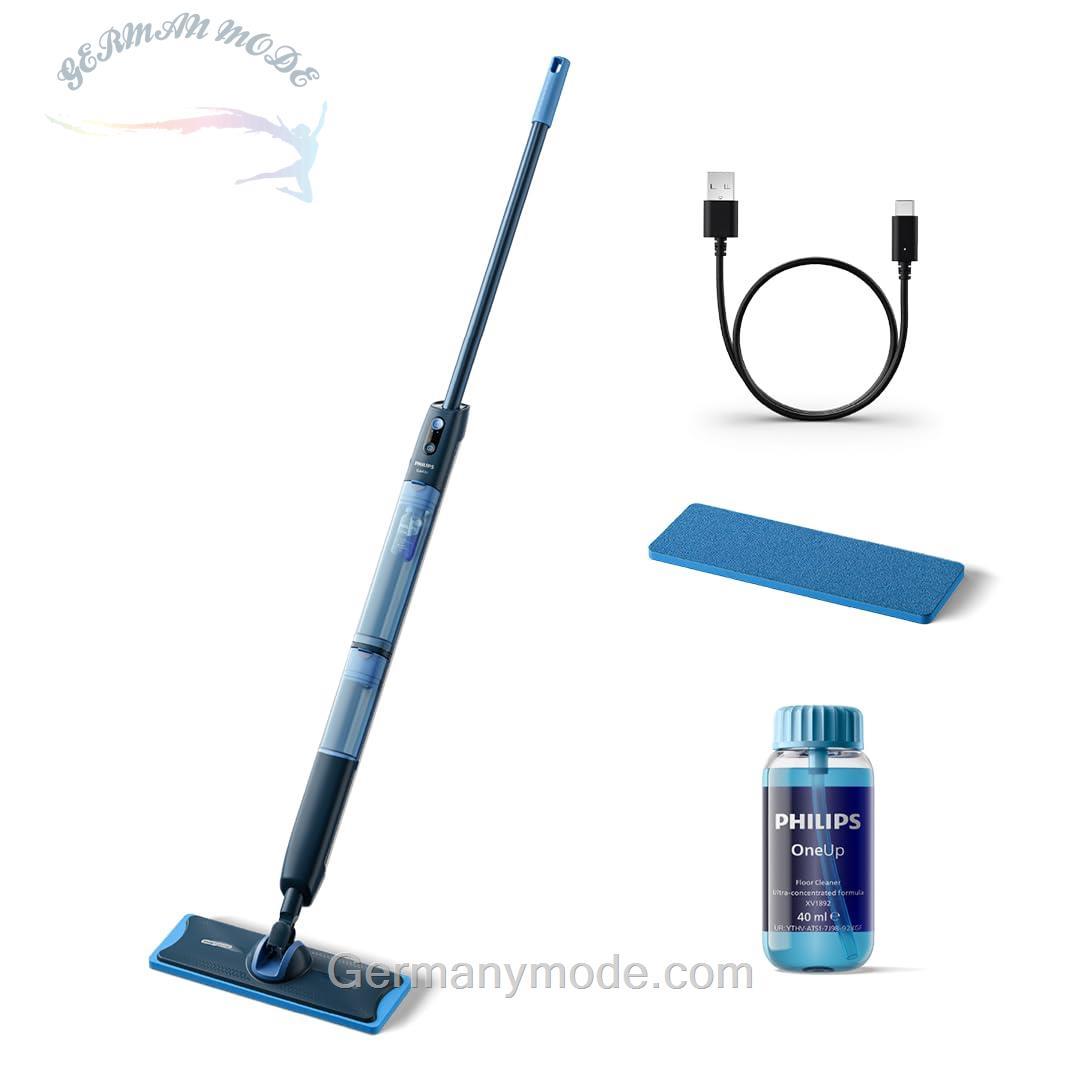 تی شارژی فیلیپس هلند Philips XV5113/01 سری OneUp 5000 تمیزتر کردن کف 2 برابر سریعتر تی کشیدن، دو حالت تنظیم رطوبت برای کف سخت و ظریف، با چرخش 360 درجه 2 حالت تنظیم رطوبت