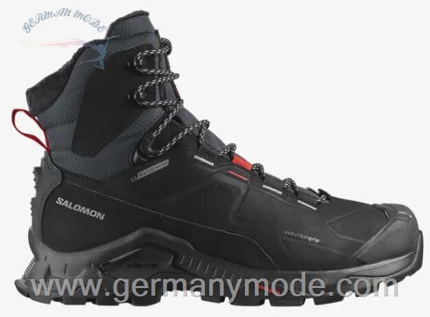 کتانی پوتین ساق دار ضد آب زنانه مردانه سالامون فرانسه SALOMON QUEST WINTER THINSULATE CLIMASALOMON™ WATERPROOF Winterschuhe Unisex Black Goji Berry Monument