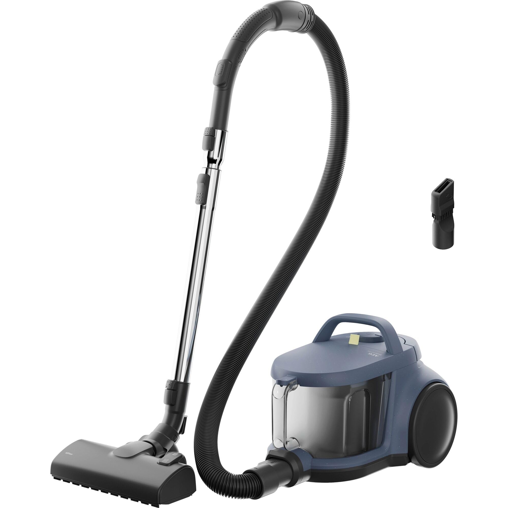 جاروبرقی بدون کیسه AEG CLEAN 5000، جاروبرقی مخزنی برای همه طبقات، لوازم جانبی، 1000 وات، شعاع عملکرد 9 متر، مخزن گرد و غبار 2 لیتری، 50٪ مواد بازیافتی، فیلتر HEPA قابل شستشو، آبی، سری AL51C1LDB 5000 آبی
