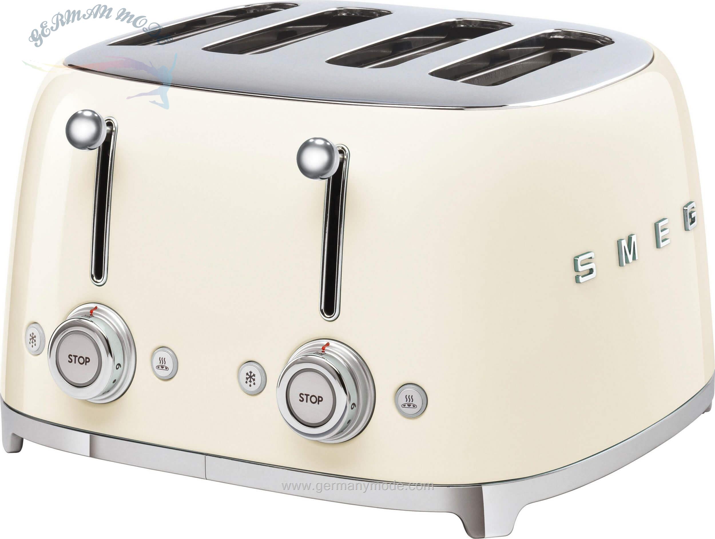 توستر دو قلو اسمگ ایتالیا Smeg Toaster TSF03CREU, 4 kurze Schlitze