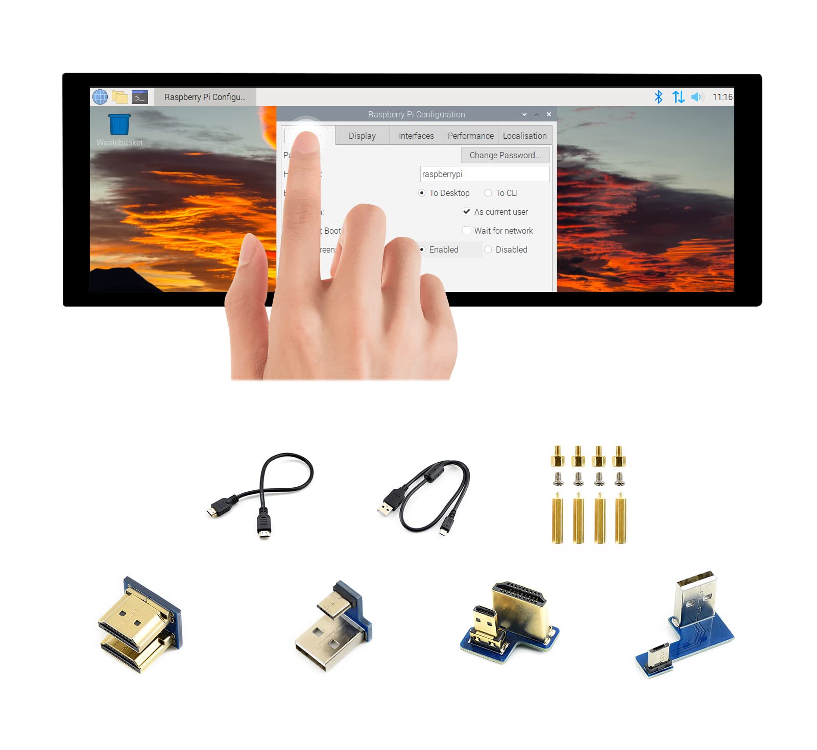 خرید از آمازون - Waveshare 7.9 اینچ LCD خازنی صفحه کنترل لمسی HDMI با وضوح 400×1280 صفحه نمایش IPS با پوشش شیشه ای مقاوم از همه نسخه های Raspberry Pi Jetson Nano Windows 7.9Zoll Mini Bildschirm پشتیبانی می کند