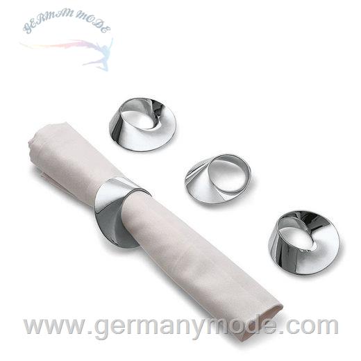 ست 4 عددی حلقه نگهدارنده دستمال سفره فیلیپی آلمان Philippi Swirl versilbert Serviettenringe 4er Set