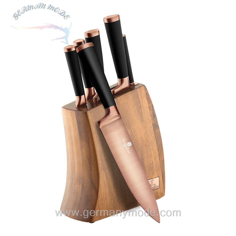 ست چاقو آشپزخانه پایه بامبو برلینگر هاوس مجارستان BERLINGER HAUS KNIFE SET / BAMBOO STAND BH/2479 BLACK ROSE COLLECTION