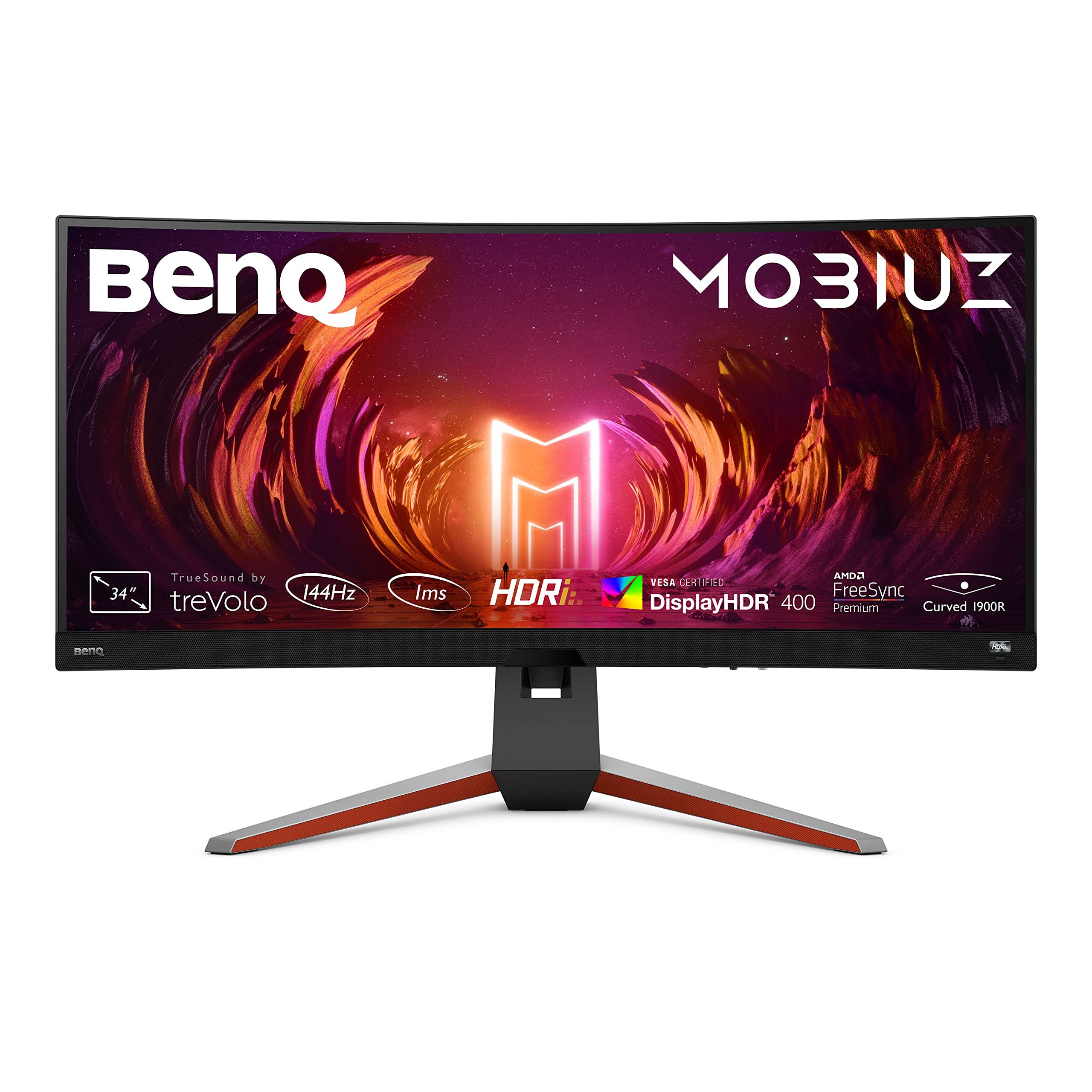 خرید از آمازون - BenQ Mobiuz EX3415R HDRi IPS 21:9 Ultrawide Curved SimRacing مانیتور، HDR، 144Hz، MPRT 1ms، FreeSync، 1900R، بلندگوهای داخلی 2.1 کانال، حالت های بازی، کنترل از راه دور، Schwarz، 34 Zoll (34)