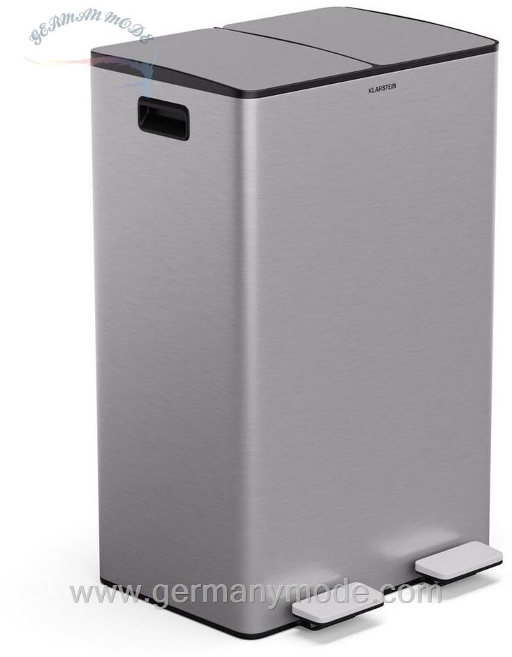 سطل زباله پدالی دوقلو 60 لیتری کلارشتاین آلمان Klarstein EcoVista mit Kompostbehälter Abfalleimer 60 Liter + 3L Kompostbehälter Soft-Close (KG28-60L-ss)