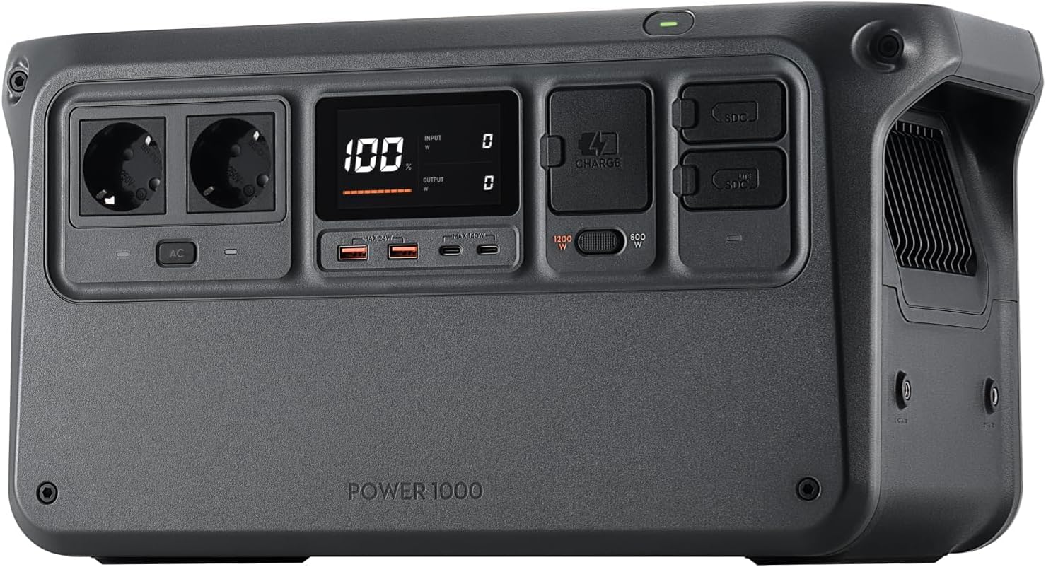ژنراتور برق خورشیدی قابل حمل DJI Power 1000، باتری 1024Wh LiFePO4، ژنراتور خورشیدی 2200W، برق اضطراری برای خانه، عملکرد شارژ سریع 4 در 1، 23db فوق العاده بی صدا، کمپینگ و RVs، خارج از شبکه، قطع برق
