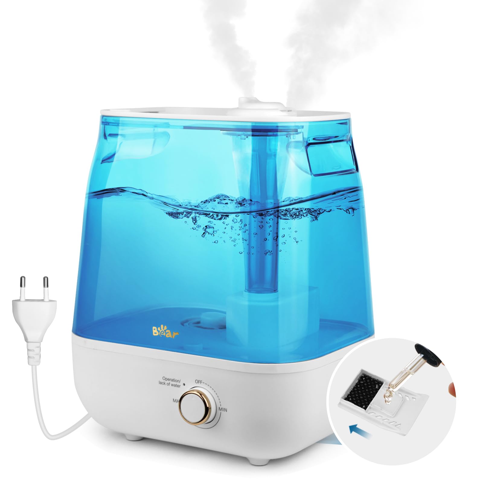 خرید از آمازون - Bear 2023 6L Top Filling Two Outlet Hudifier، دسته حمل ارگونومیک، با سینی آروماتراپی، نازل بخار قابل کشش 360 درجه، خاموش شدن خودکار، 28db فوق العاده بی صدا برای نوزادان و گیاهان آبی
