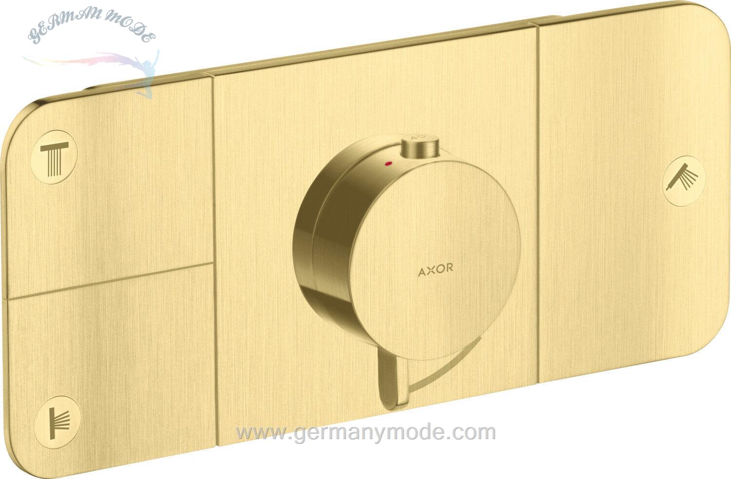 شیر حمام توکار هانس گروهه آلمان Hansgrohe Axor One Thermostatmodul Unterputz für 3 Verbraucher 45713 Brushed Brass 45713950