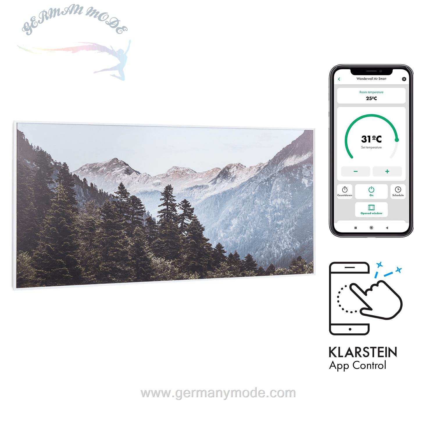 بخاری برقی مادون قرمز هوشمند کلارشتاین آلمان Klarstein Wonderwall Air Art Smart Infrarotheizung 120*60cm Design Berglandschaft